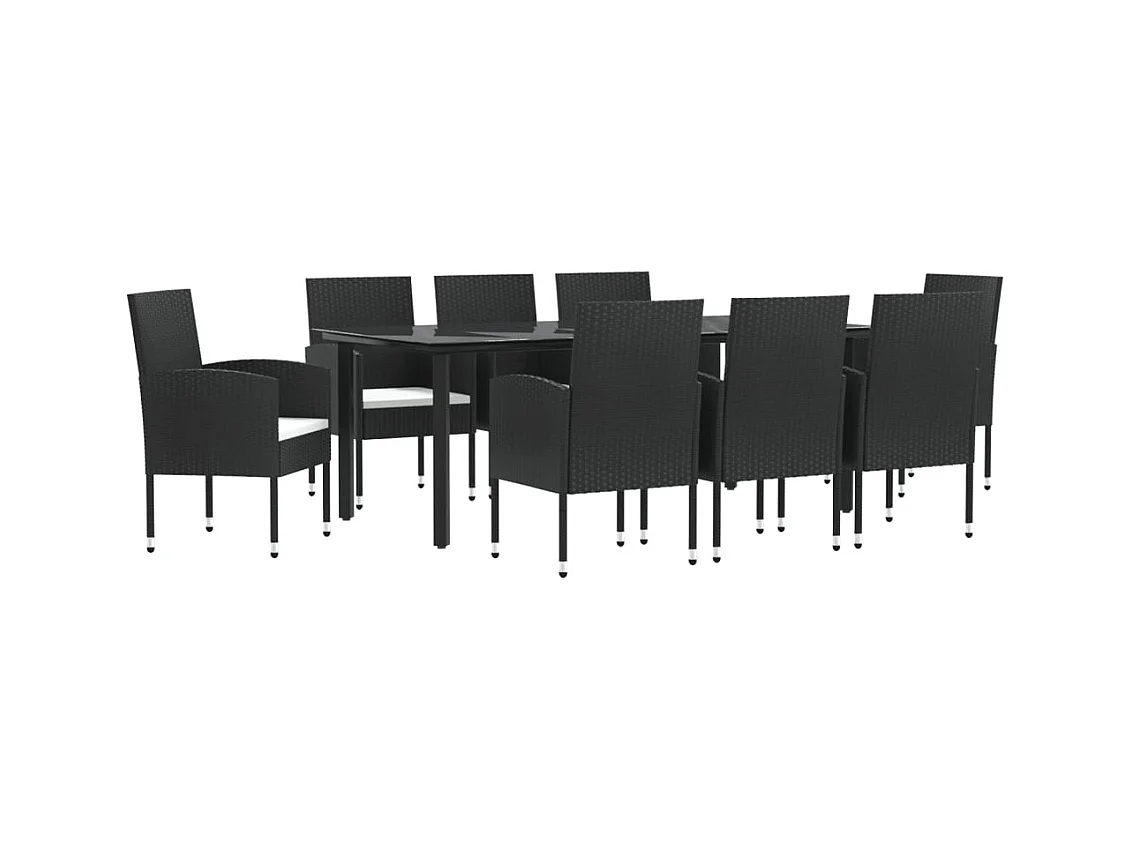Raimondo Angelo  9-delige Tuinset poly rattan en staal zwart