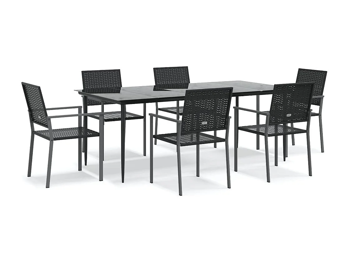 Croughevoe  Ensemble à manger de jardin 7 pcs résine tressée acier