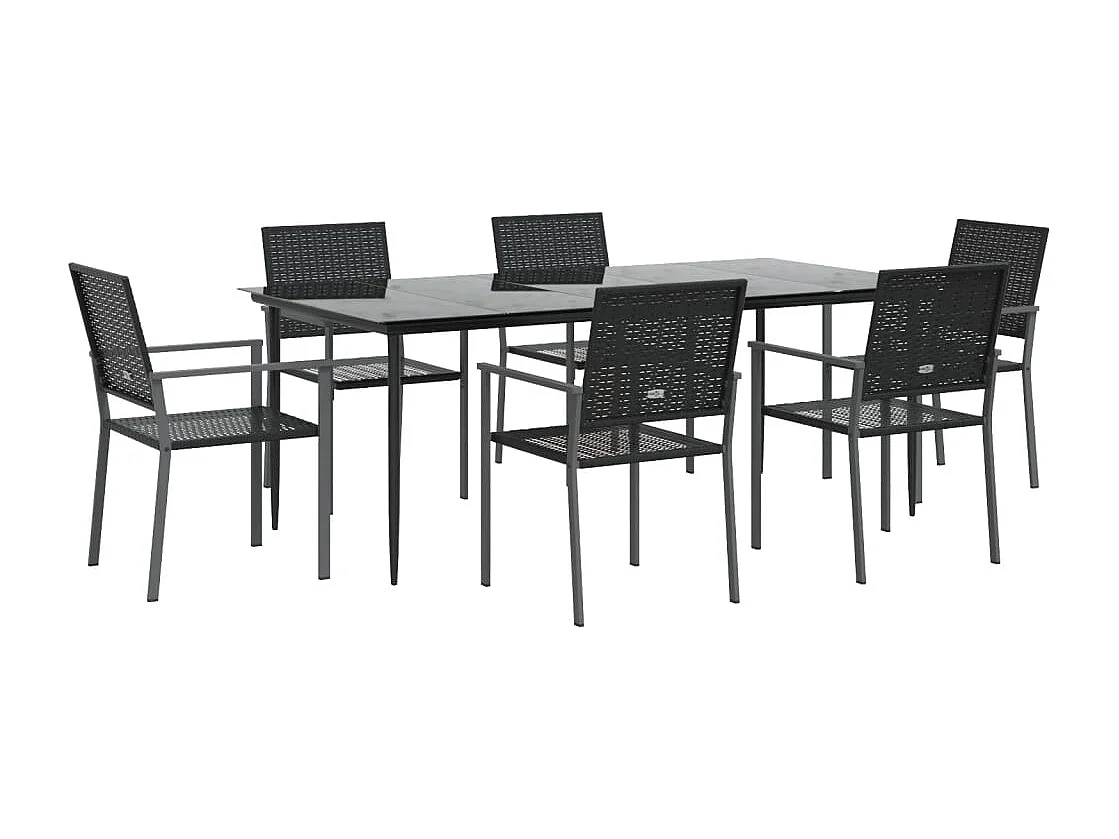 Croughevoe  Ensemble à manger de jardin 7 pcs résine tressée acier