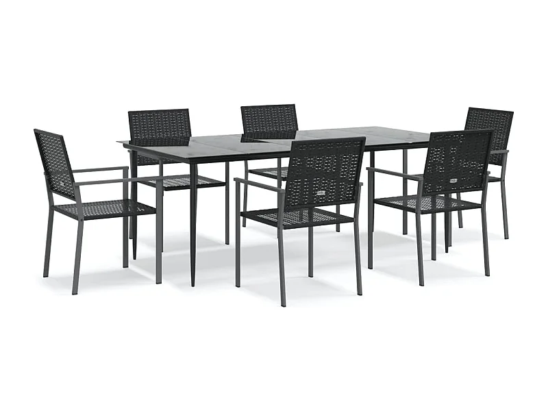 Croughevoe  Ensemble à manger de jardin 7 pcs résine tressée acier