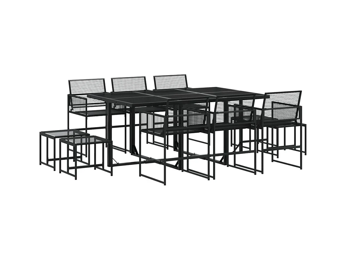 Daxen  11-delige Tuinset poly rattan zwart