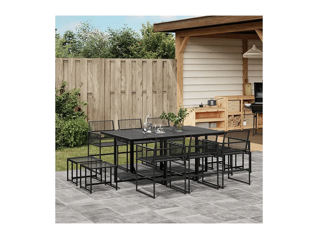 Daxen  11-delige Tuinset poly rattan zwart