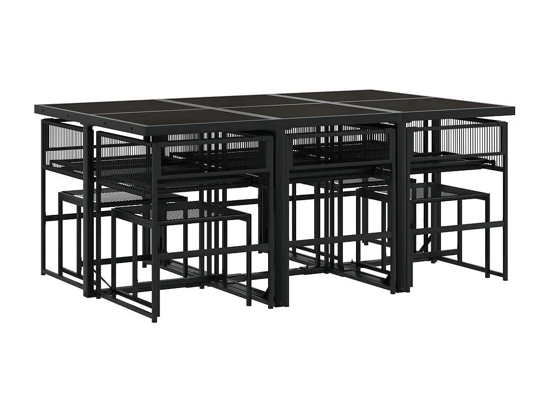 Daxen  Ensemble à manger de jardin 11 pcs noir résine tressée