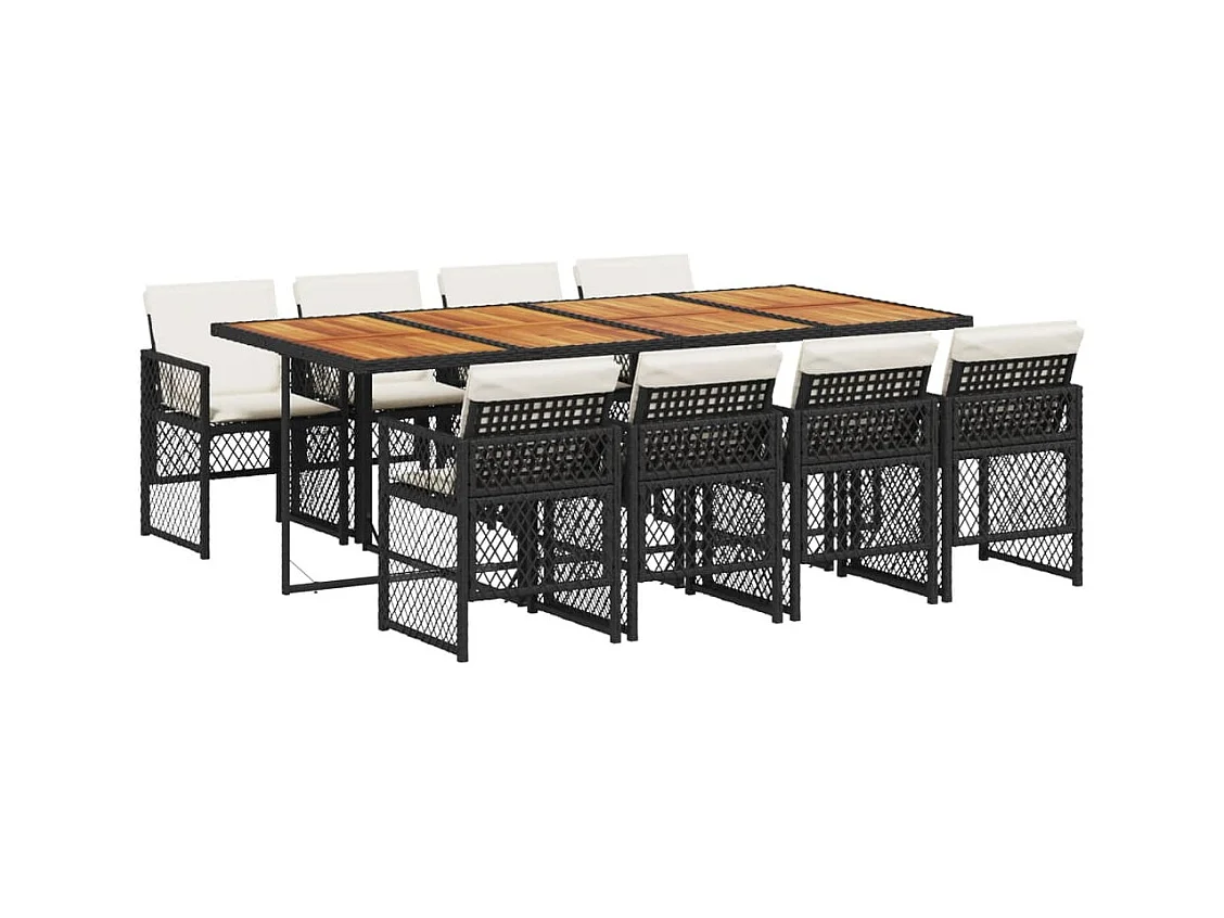 Connersville  9-delige Tuinset poly rattan zwart