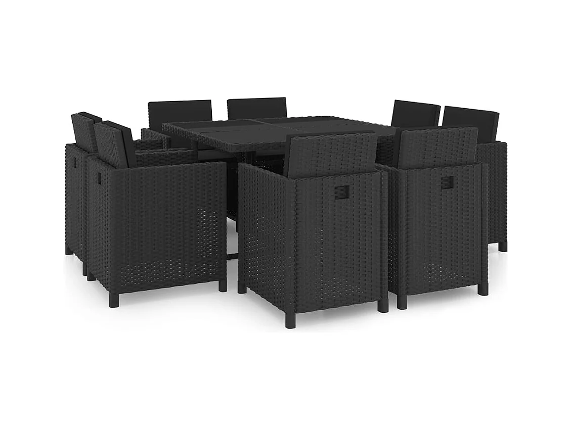 Fultondale  Ensemble à manger d'extérieur 9pcs coussins résine tressée noir