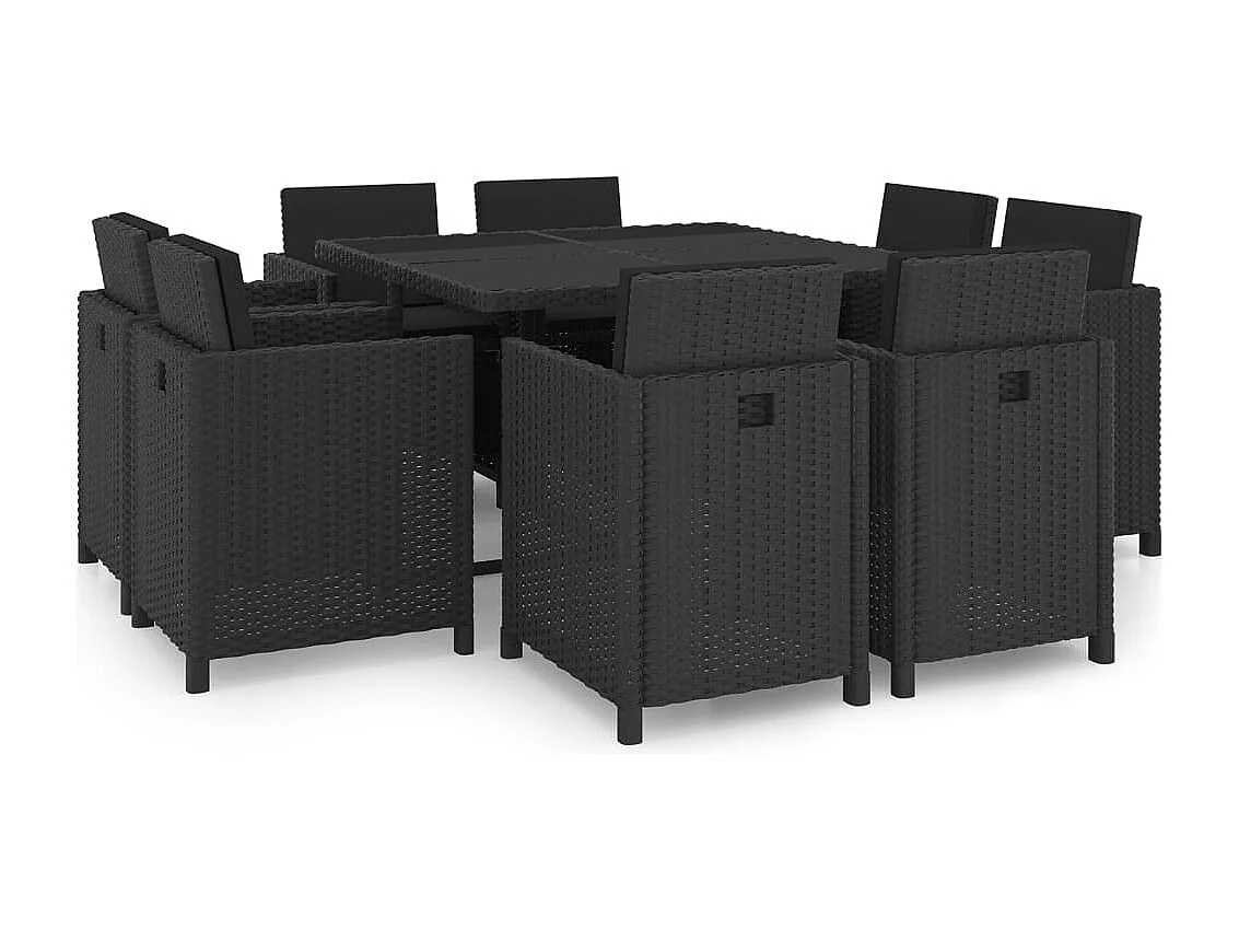 Fultondale  Ensemble à manger d'extérieur 9pcs coussins résine tressée noir