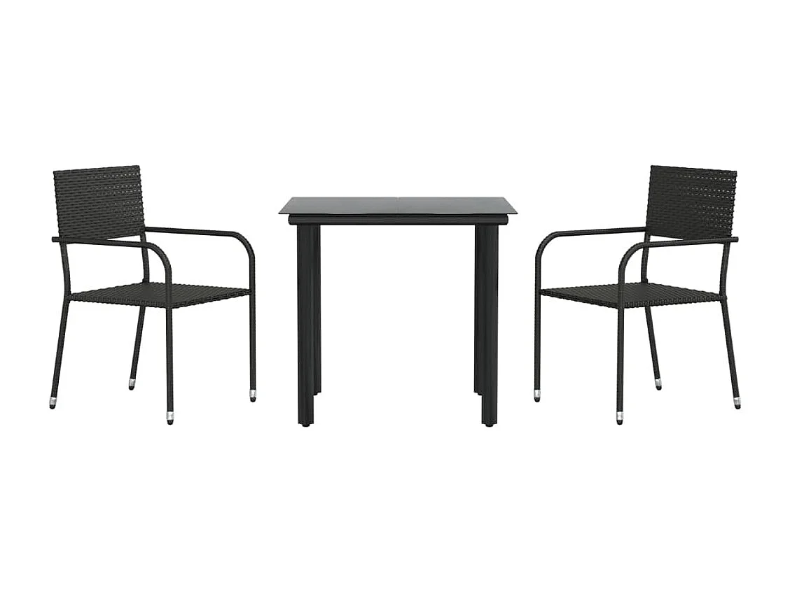 Prolenta Premium -  Ensemble à manger de jardin 3 pcs noir résine tressée et acier