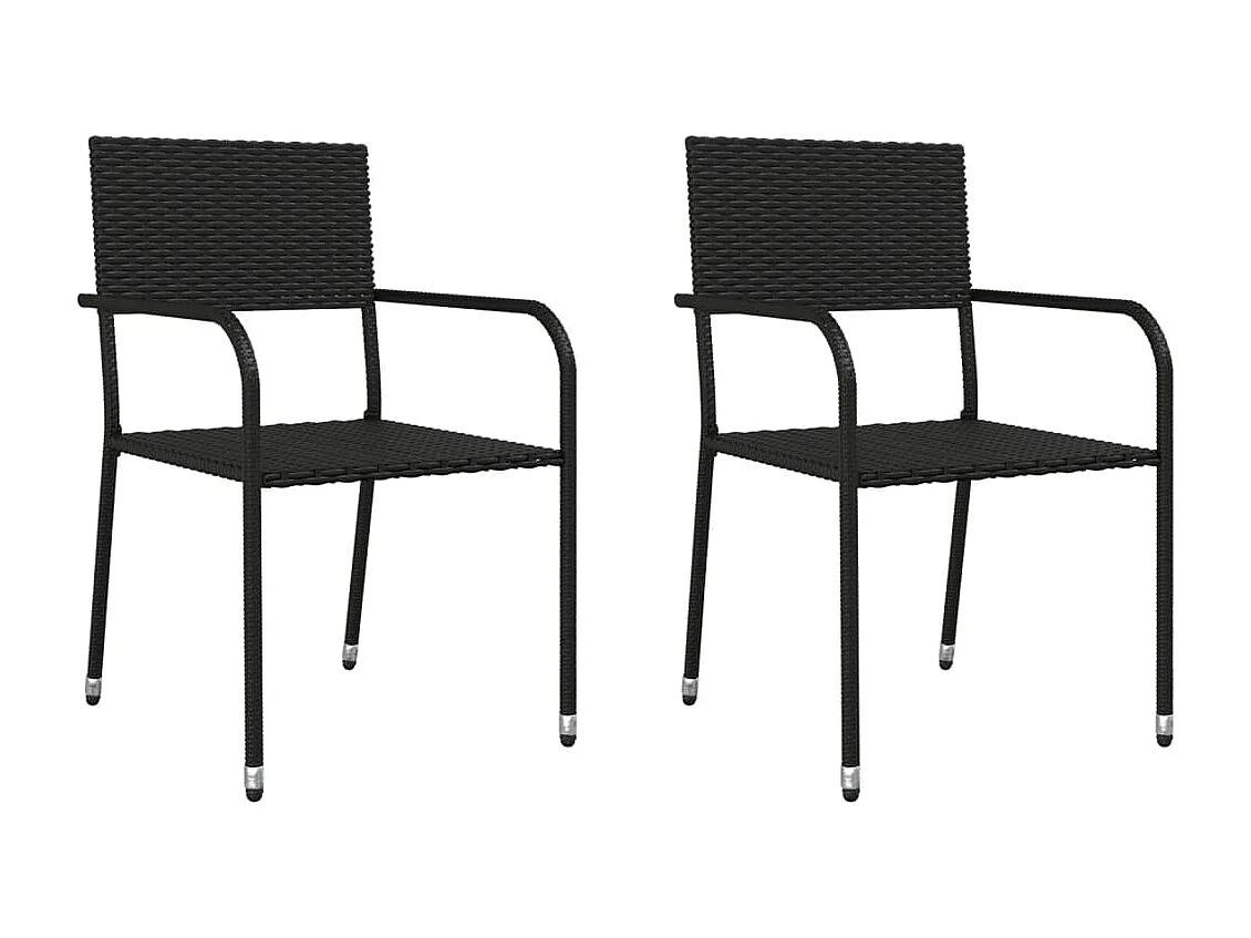 Prolenta Premium -  Ensemble à manger de jardin 3 pcs noir résine tressée et acier