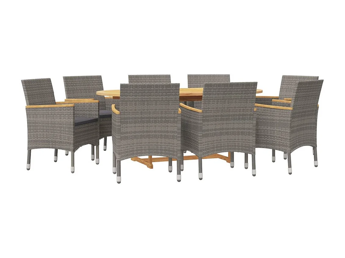 Edda  Ensemble à manger de jardin 9 pcs avec coussins Gris