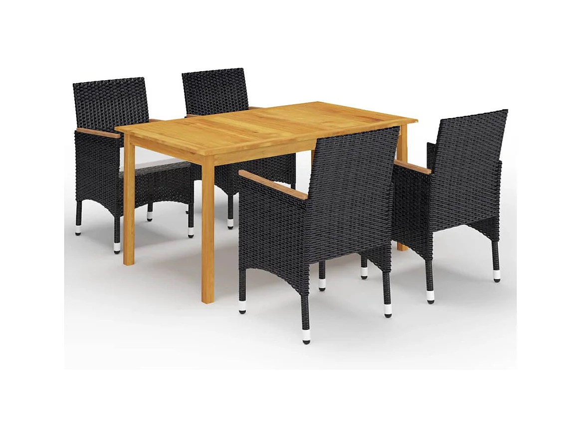 Fyndal  Juego de comedor de jardín de 5 piezas negro