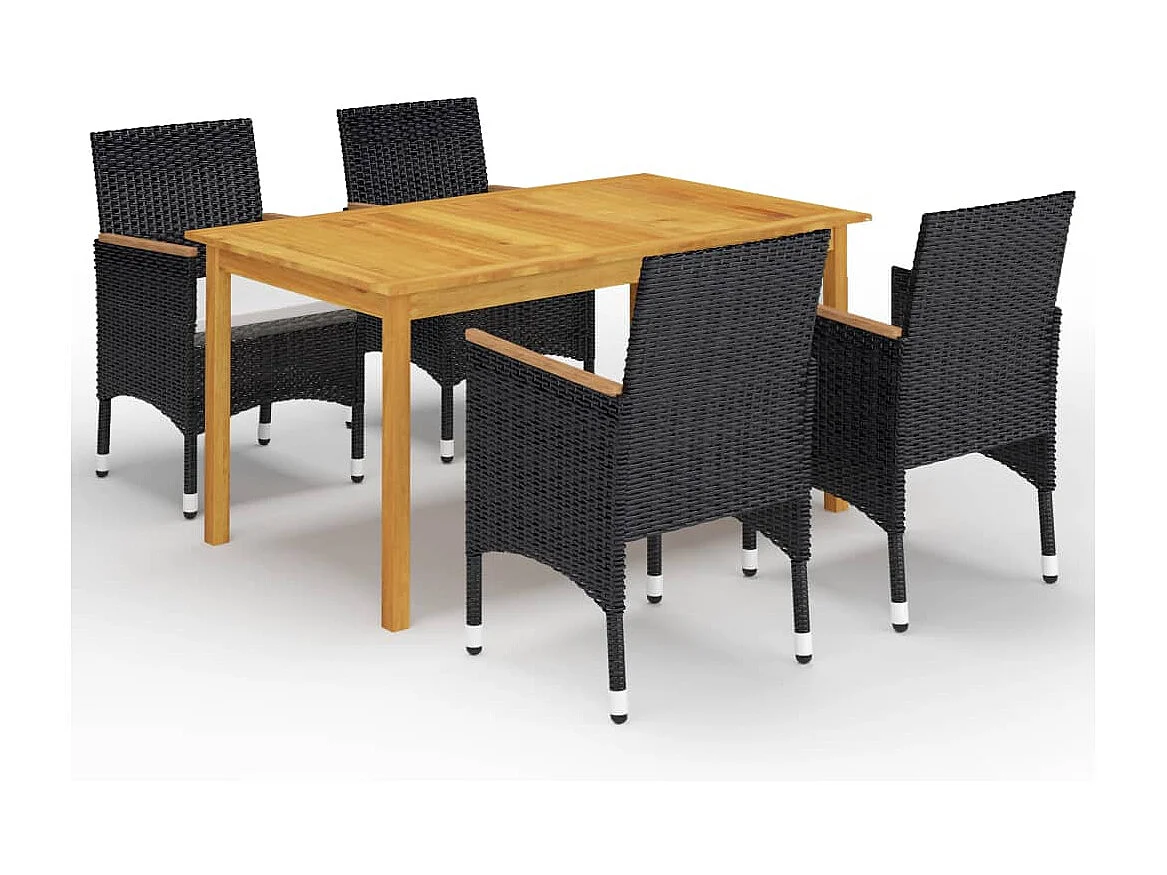 Fyndal  Juego de comedor de jardín de 5 piezas negro