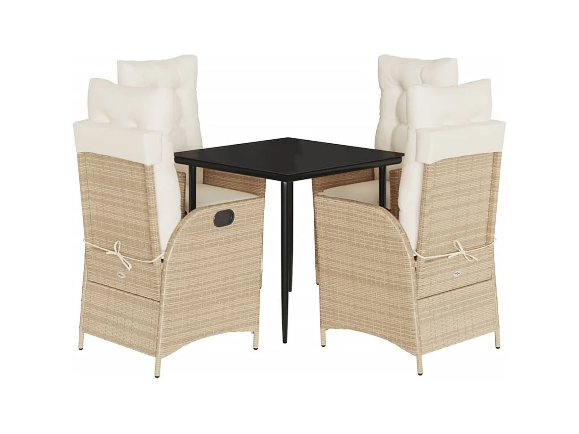 Garden Furniture -  5-delige Tuinset met kussens poly rattan beige