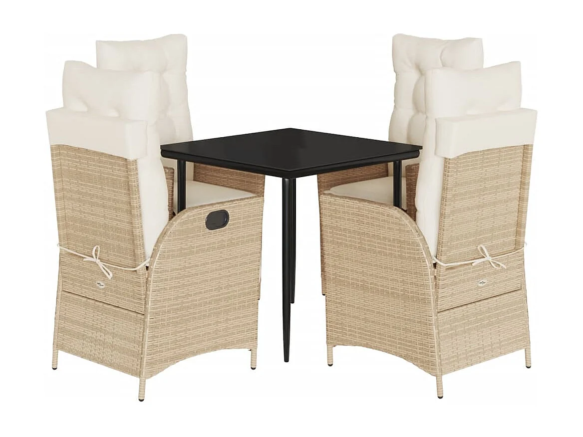 Garden Furniture -  5-delige Tuinset met kussens poly rattan beige