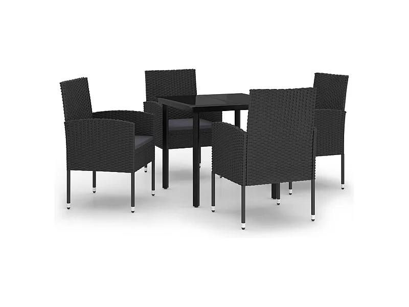 Lara  Ensemble à manger de jardin 5 pcs Noir