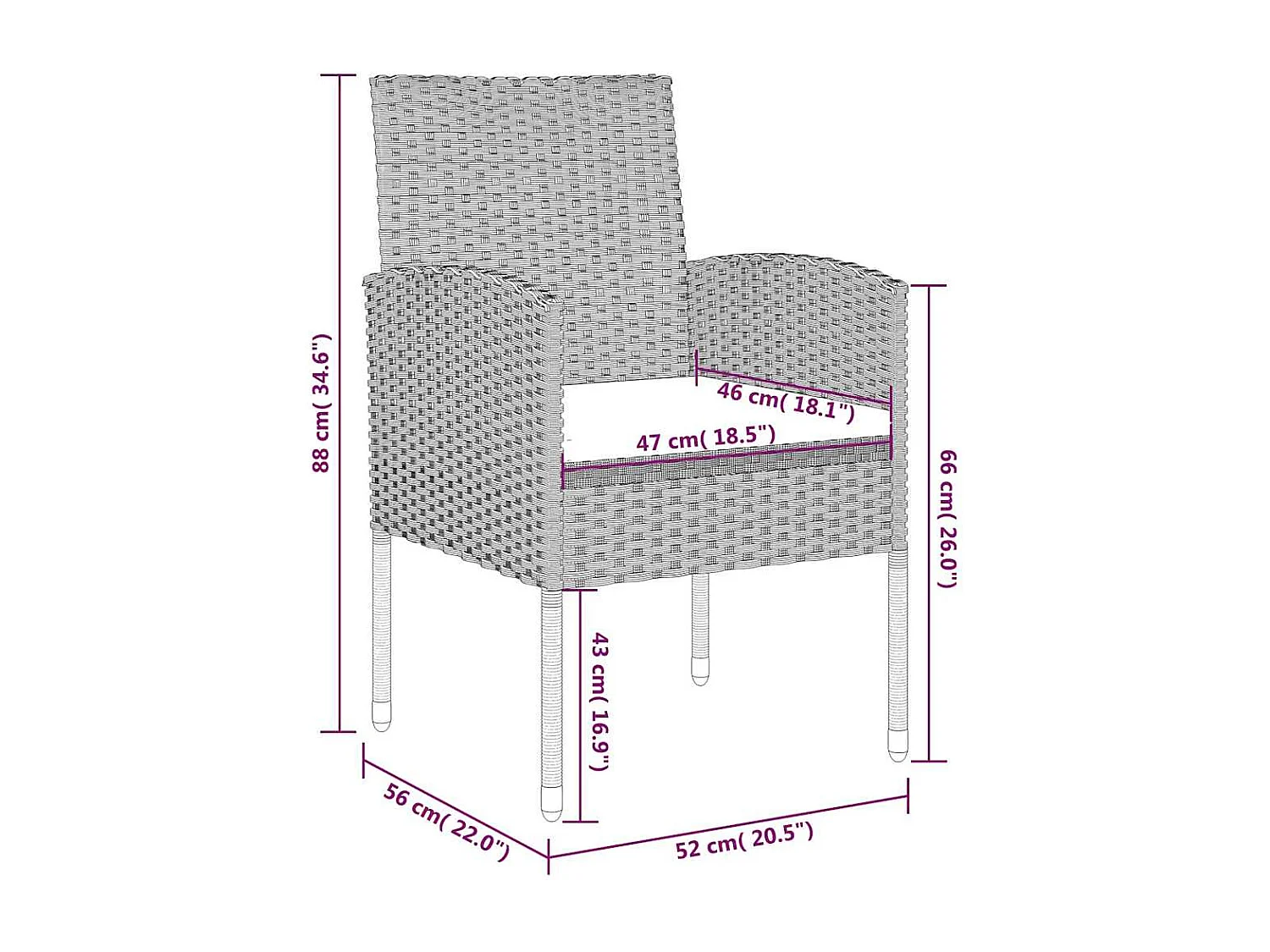 Lara  Ensemble à manger de jardin 5 pcs Noir