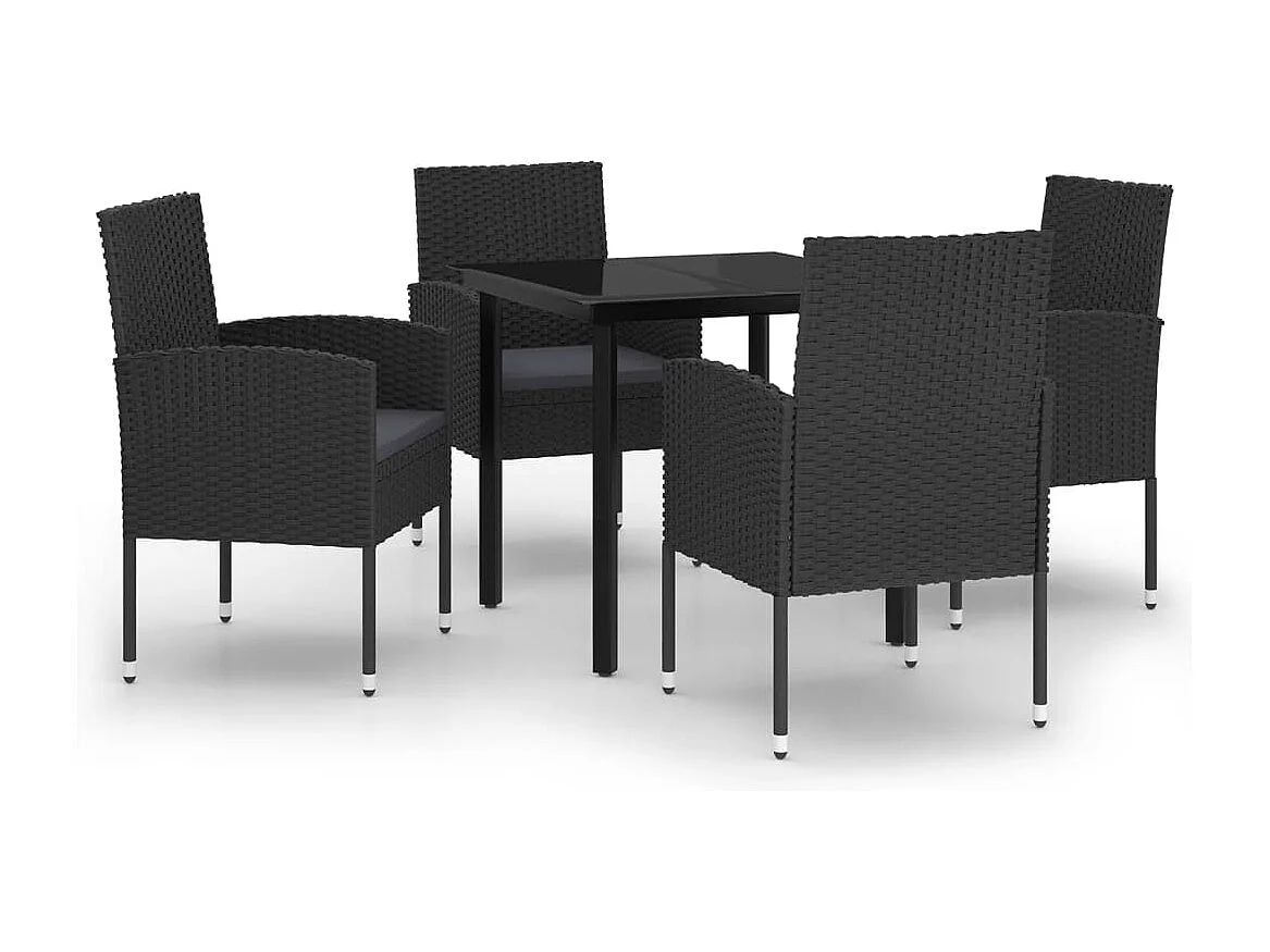 Lara  Ensemble à manger de jardin 5 pcs Noir