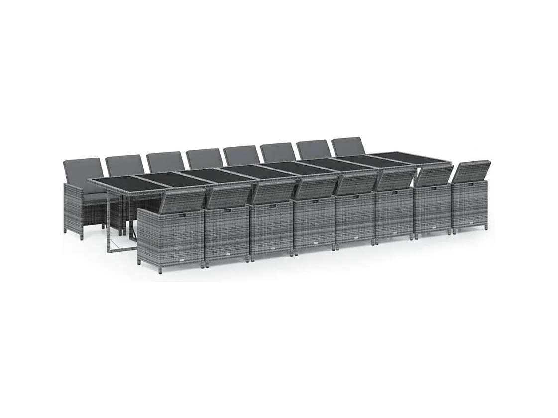 Browns Mills  17-delige Tuinset met kussens poly rattan grijs