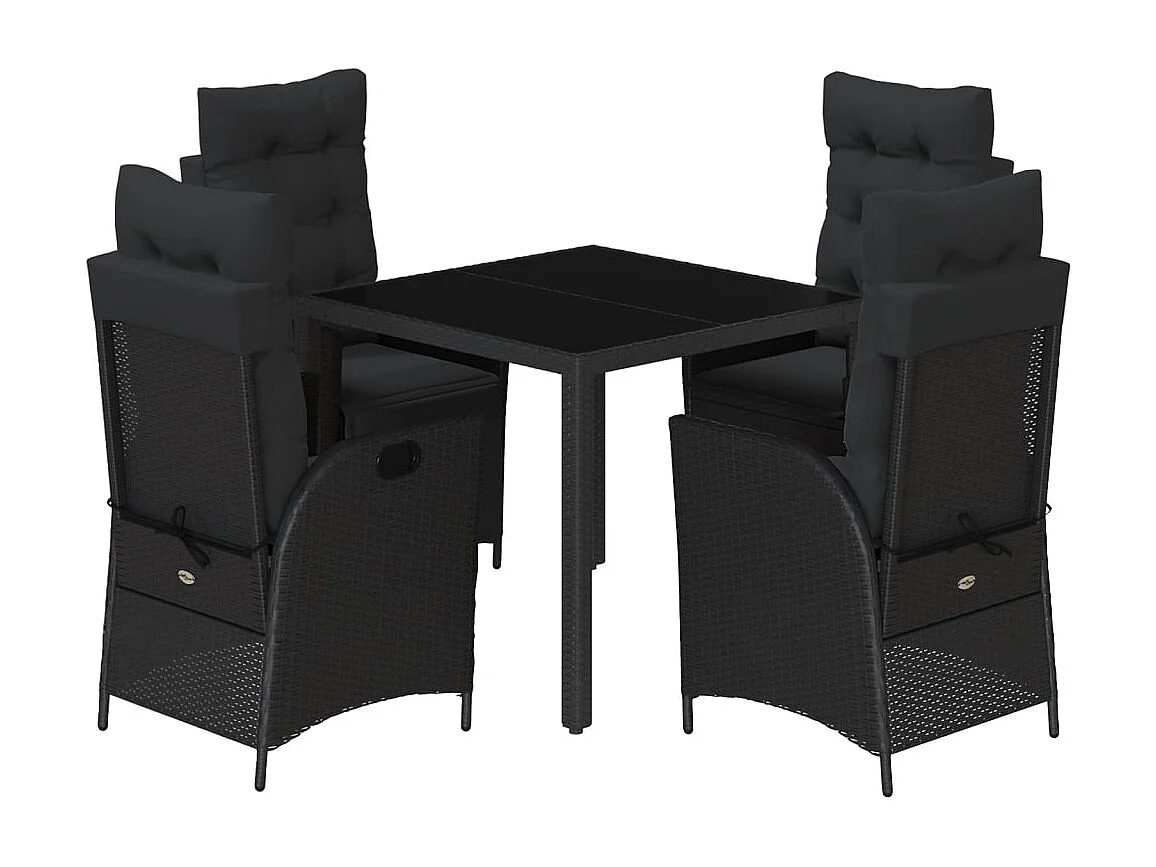 Prolenta Premium -  5-delige Tuinset met kussens poly rattan zwart