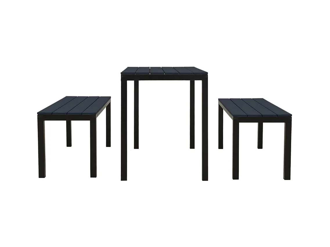 Zelric  Ensemble à manger de jardin 3 pcs acier et WPC noir