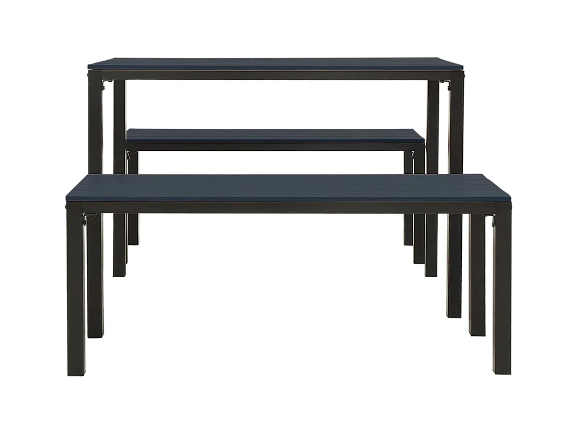 Zelric  Ensemble à manger de jardin 3 pcs acier et WPC noir