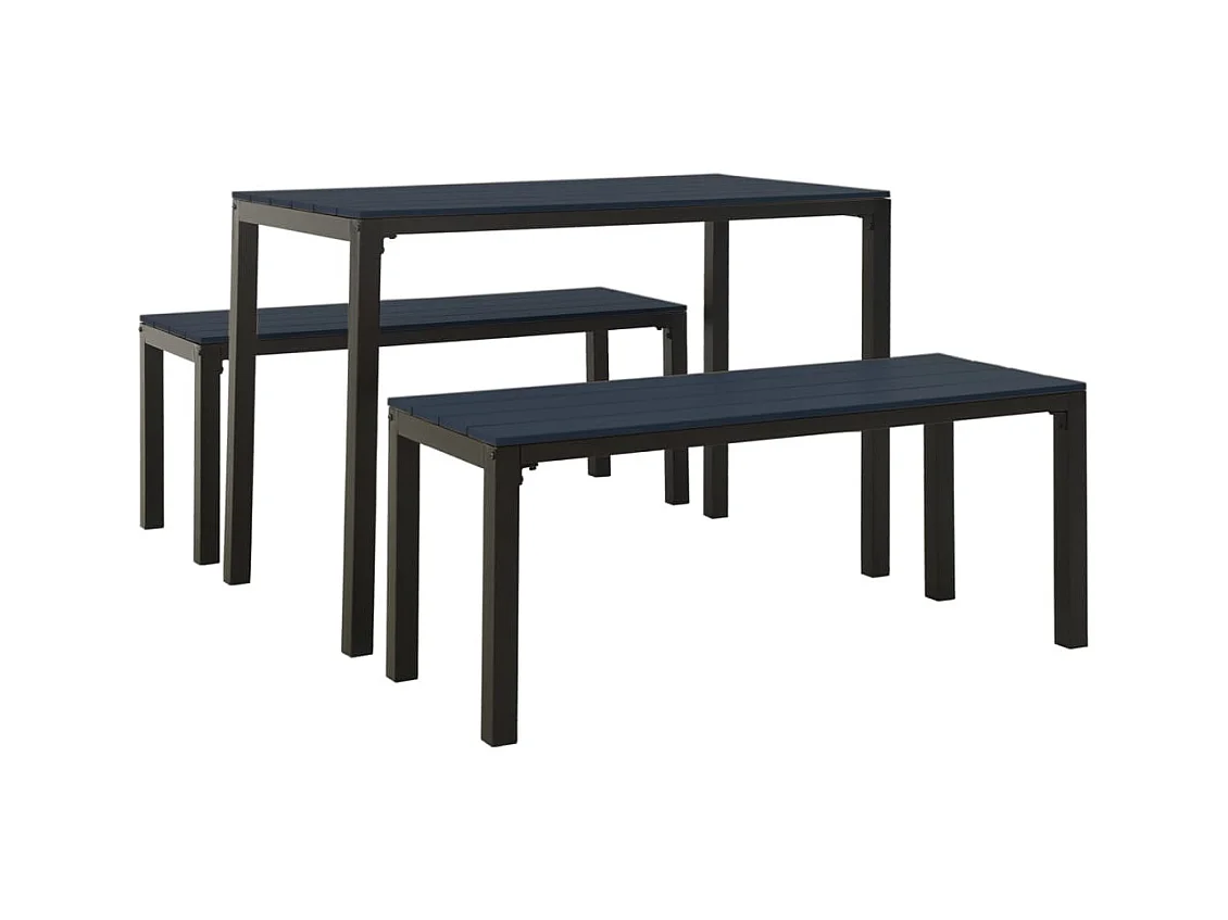 Zelric  Ensemble à manger de jardin 3 pcs acier et WPC noir