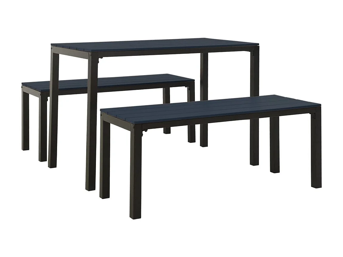 Zelric  Ensemble à manger de jardin 3 pcs acier et WPC noir