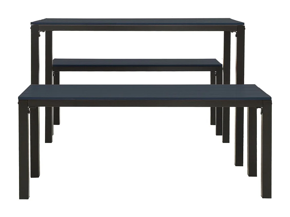 Zelric  Ensemble à manger de jardin 3 pcs acier et WPC noir