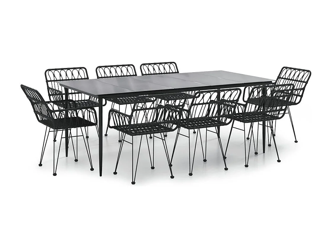 Arkadelphia  9-delige Tuinset poly rattan zwart