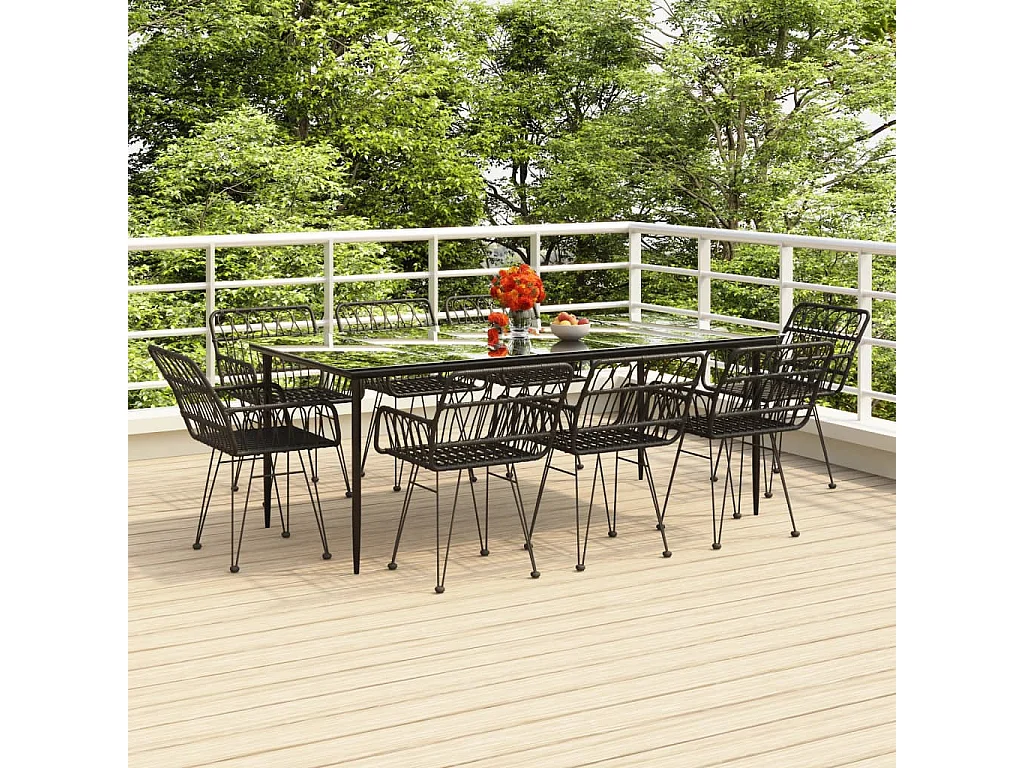 Arkadelphia  9-delige Tuinset poly rattan zwart