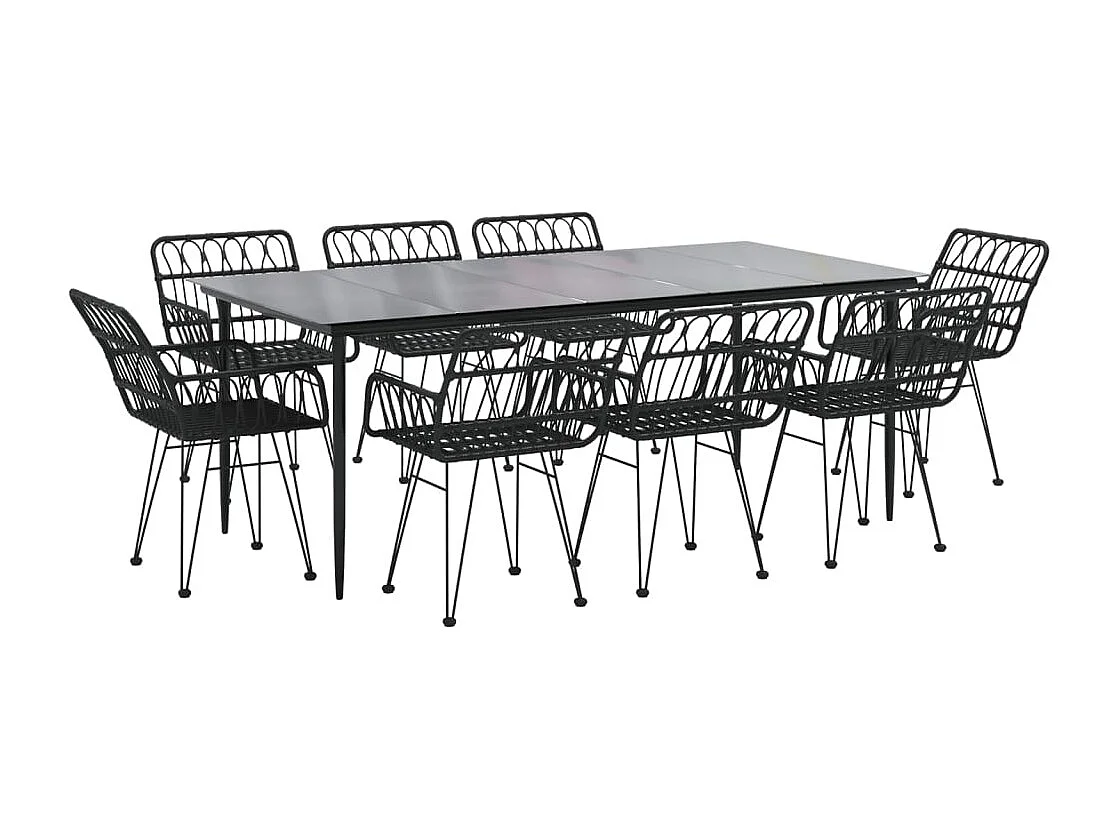 Arkadelphia  9-delige Tuinset poly rattan zwart