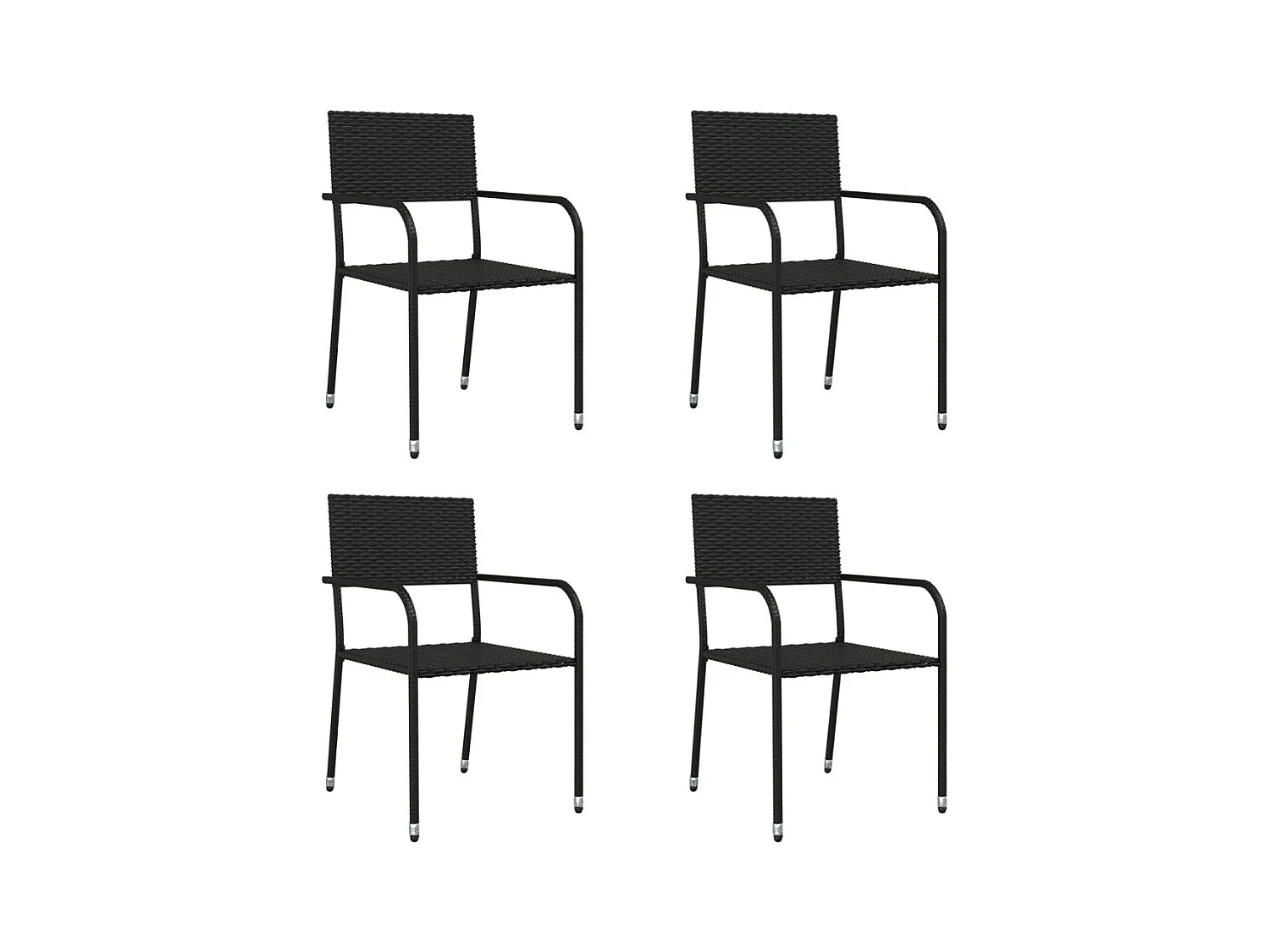 Kévin  Ensemble à manger de jardin 5 pcs noir résine tressée et acier