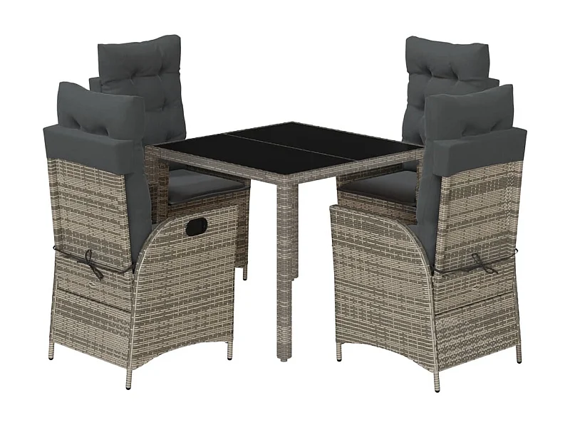 Chattanooga  Ensemble à manger de jardin 5 pcs coussins gris résine tressée