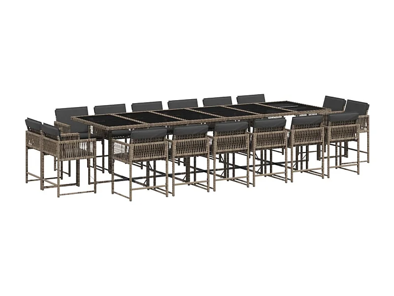 Emilia  Ensemble à manger de jardin 17 pcs et coussins résine tressée