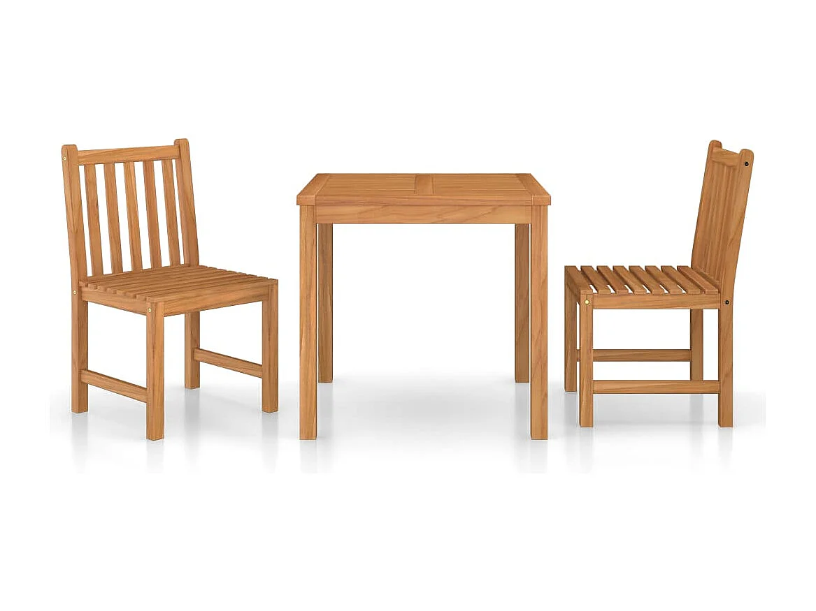 Uldum  Ensemble de salle à manger de jardin 3 pièces 80 x 80 cm en bois de teck massif