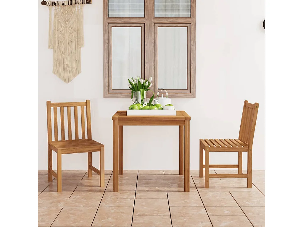 Uldum  Ensemble de salle à manger de jardin 3 pièces 80 x 80 cm en bois de teck massif