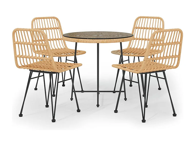 Geira  Ensemble à manger de jardin 5pcs Résine tressée