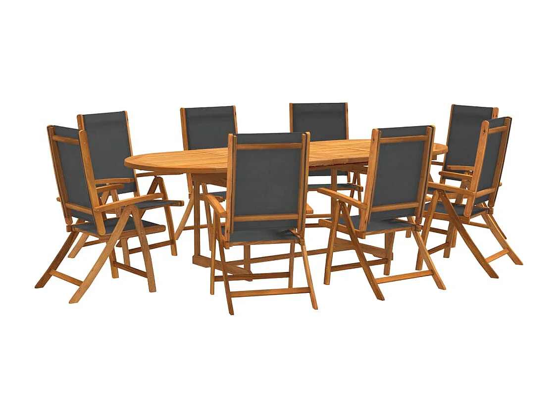 Bussum  9-delige Tuinset massief acaciahout en textileen