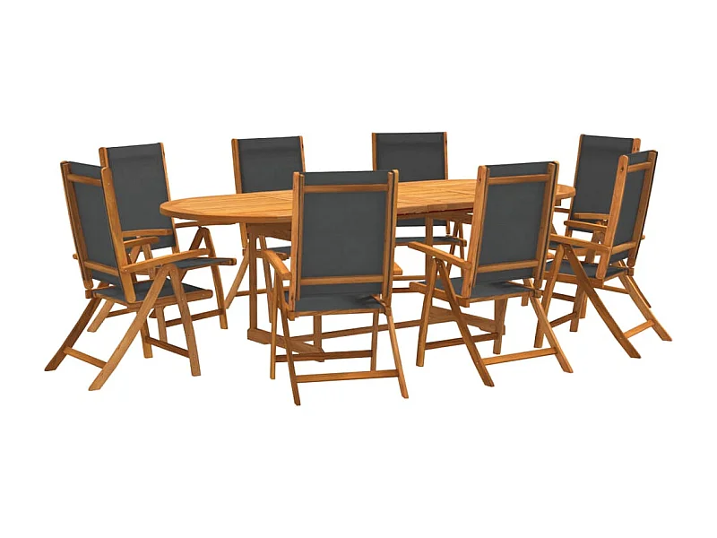 Bussum  9-delige Tuinset massief acaciahout en textileen