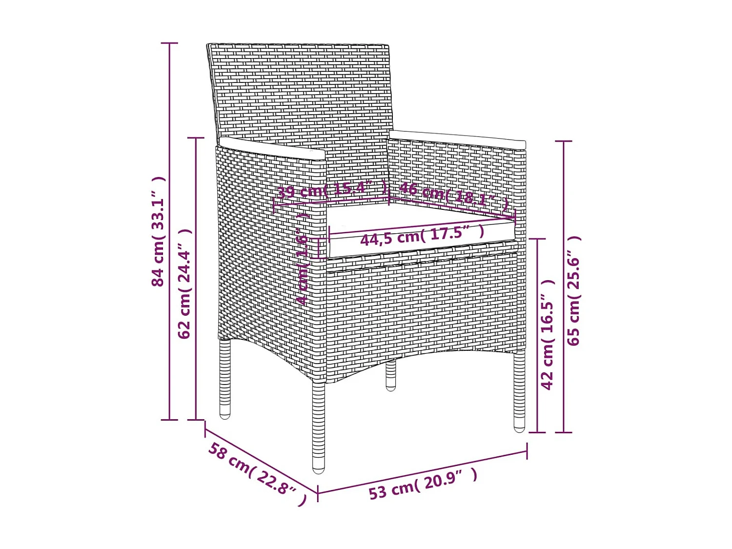 Union  Ensemble à manger de jardin avec coussins 5 pcs Noir