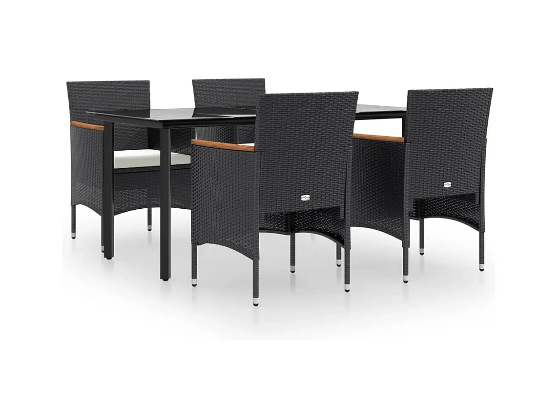 Union  Juego de comedor de jardín 5 piezas con cojines negro