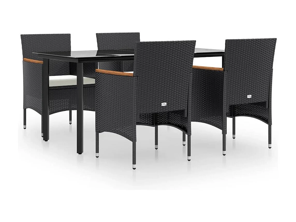 Union  Ensemble à manger de jardin avec coussins 5 pcs Noir