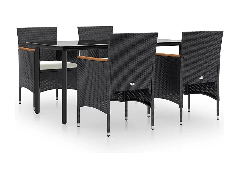 Union  Juego de comedor de jardín 5 piezas con cojines negro