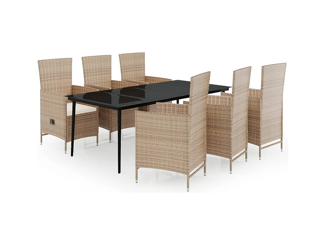 Zeldrik  7-delige Tuinset met kussens beige