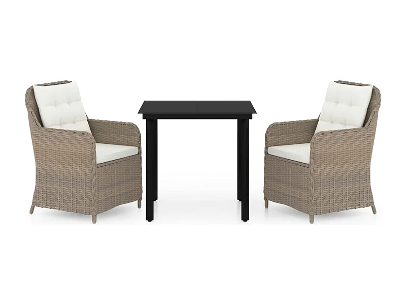 Jay Paul  Ensemble à manger de jardin 3 pcs Marron