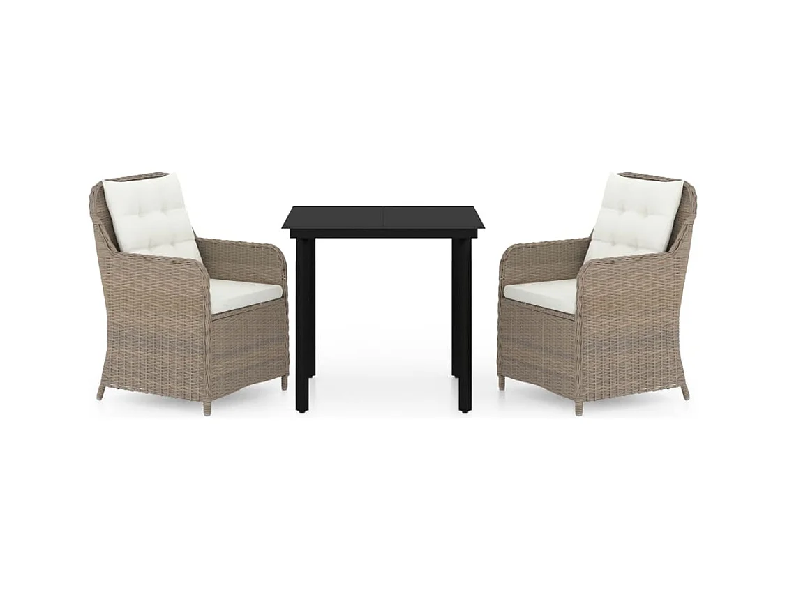 Jay Paul  Ensemble à manger de jardin 3 pcs Marron