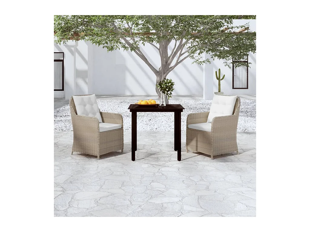 Jay Paul  Ensemble à manger de jardin 3 pcs Marron