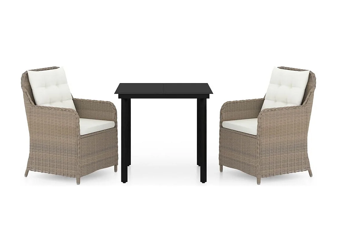 Jay Paul  Ensemble à manger de jardin 3 pcs Marron