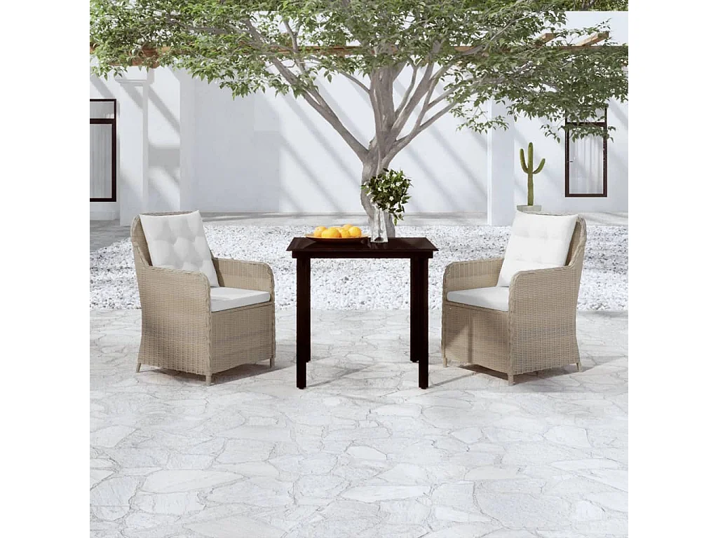 Jay Paul  Ensemble à manger de jardin 3 pcs Marron