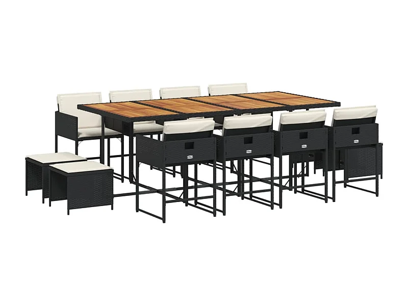 Kirkland  13-delige Tuinset met kussens poly rattan zwart