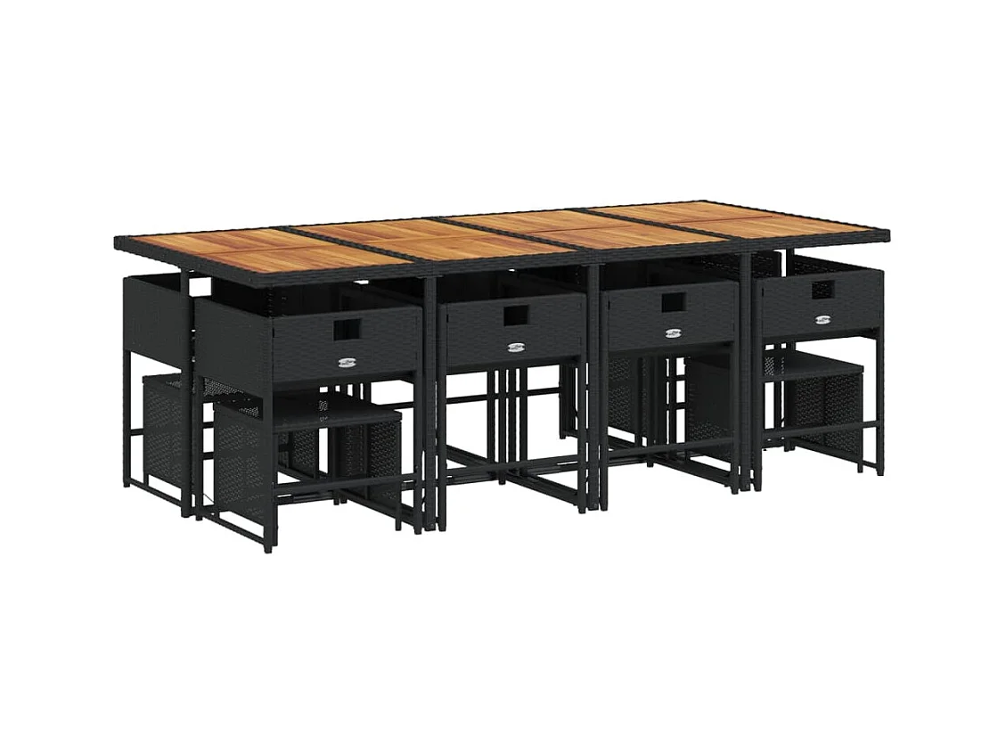 Kirkland  13-delige Tuinset met kussens poly rattan zwart